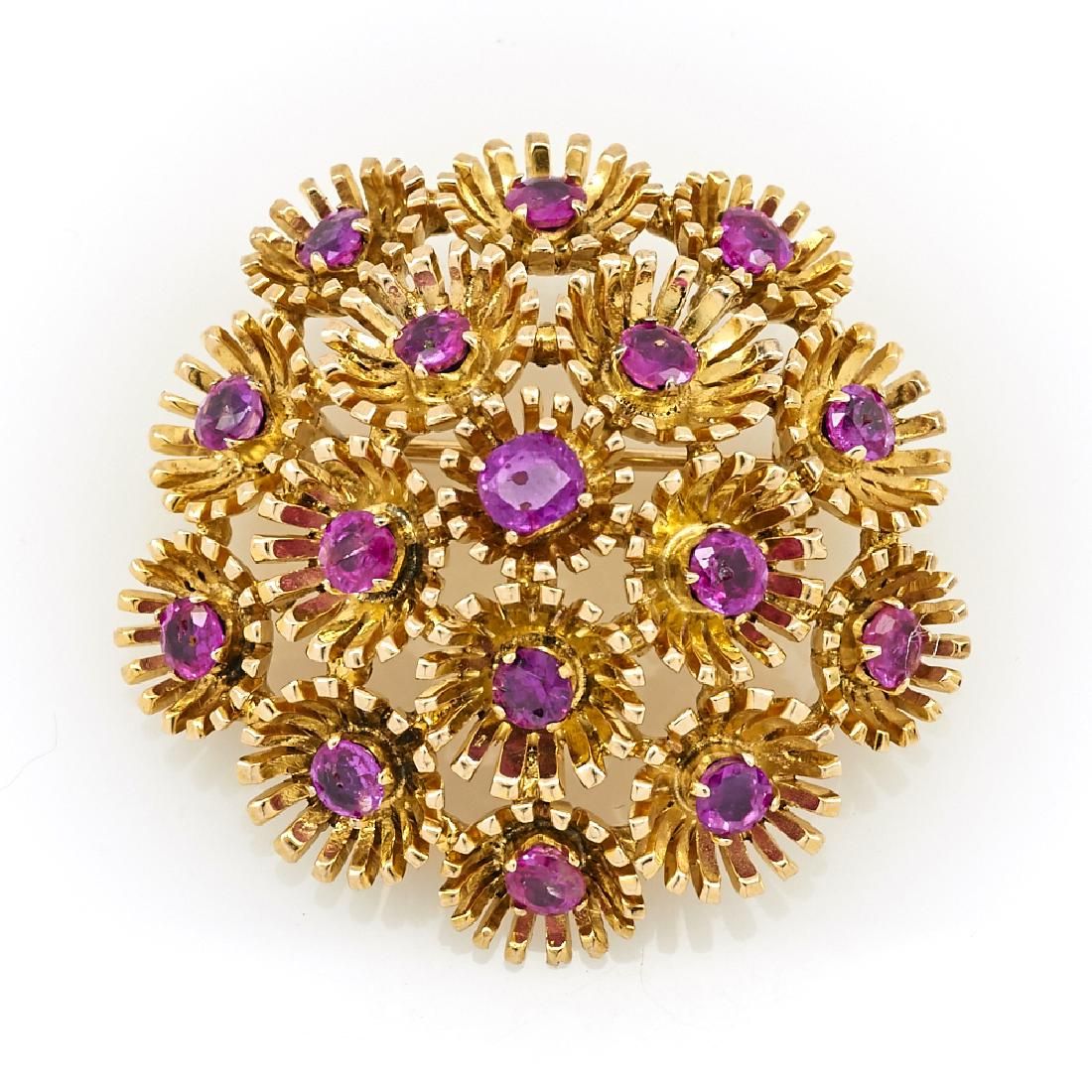 14K YELLOW GOLD AND PINK SAPPHIRE