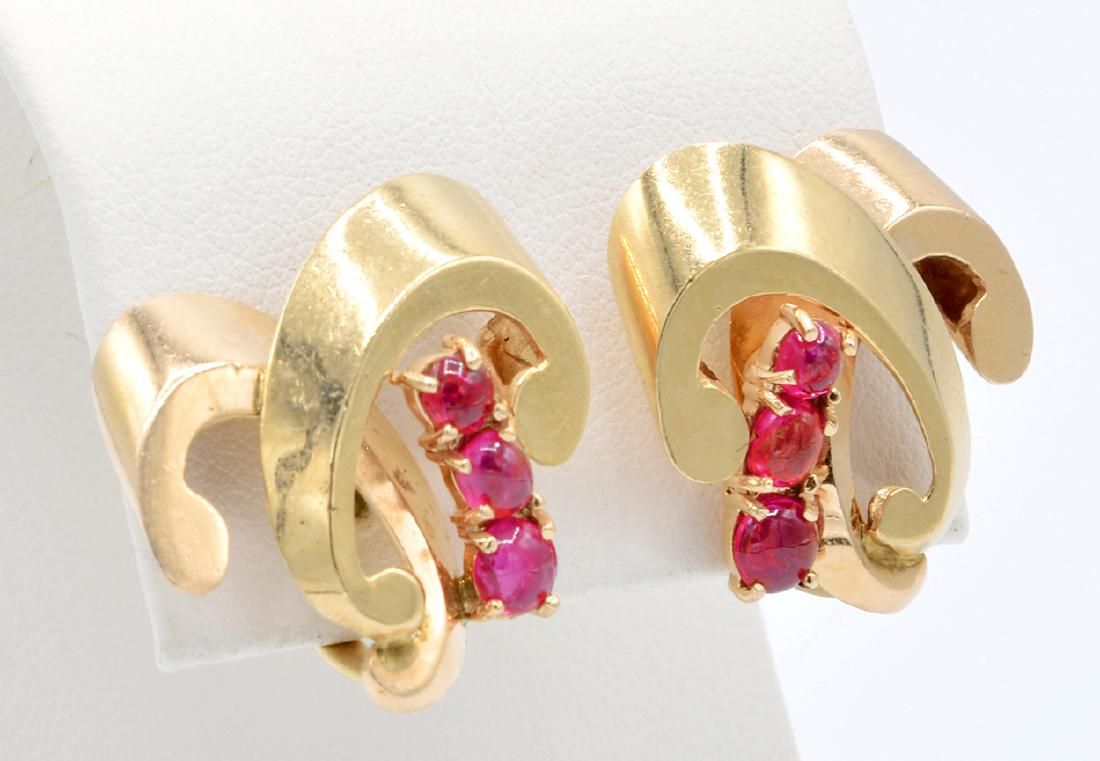 14K ROSE GOLD RUBY RETRO STYLE 3d1489