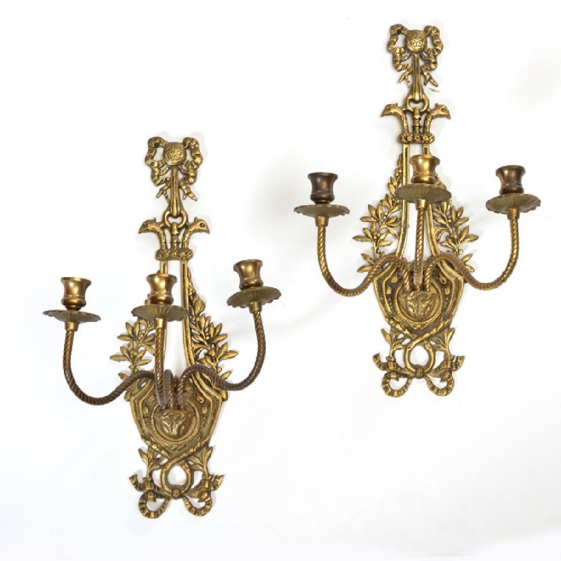 PAIR OF FRENCH BRASS WALL SCONCESPair 3d1549