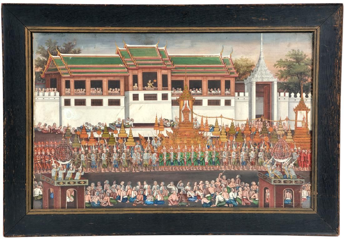 THAI CEREMONIAL PROCESSION GOUACHE 3d1556