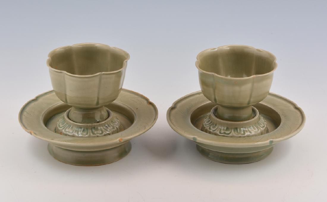 RARE PAIR YAOZHOU CELADON CUPS 3d159b