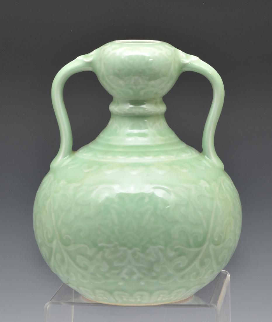 LONGCHUN CELADON DOUBLE-GOURD HANDLED