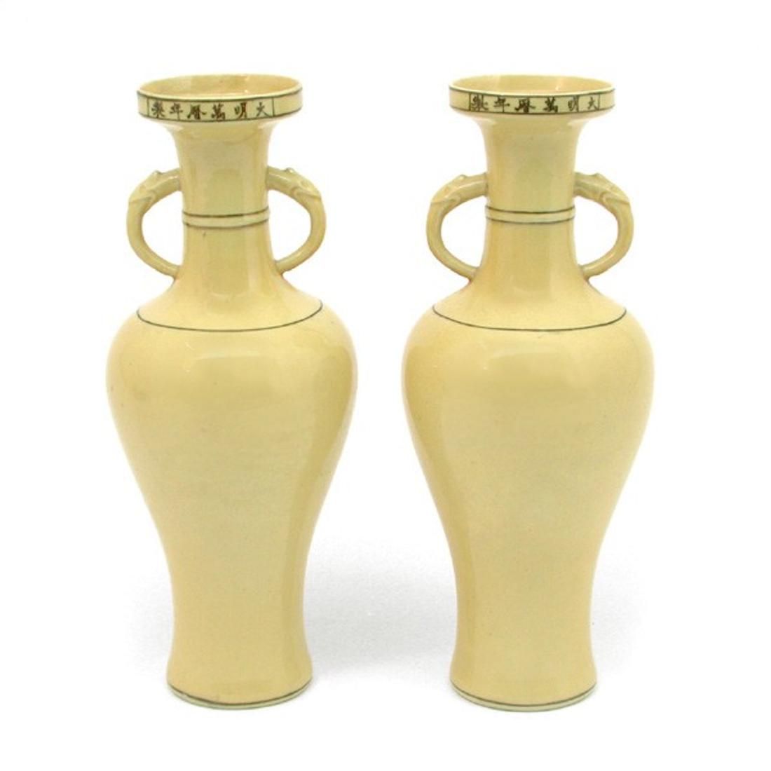 PAIR OF CHINESE YELLOW VASES 18TH 3d15b5