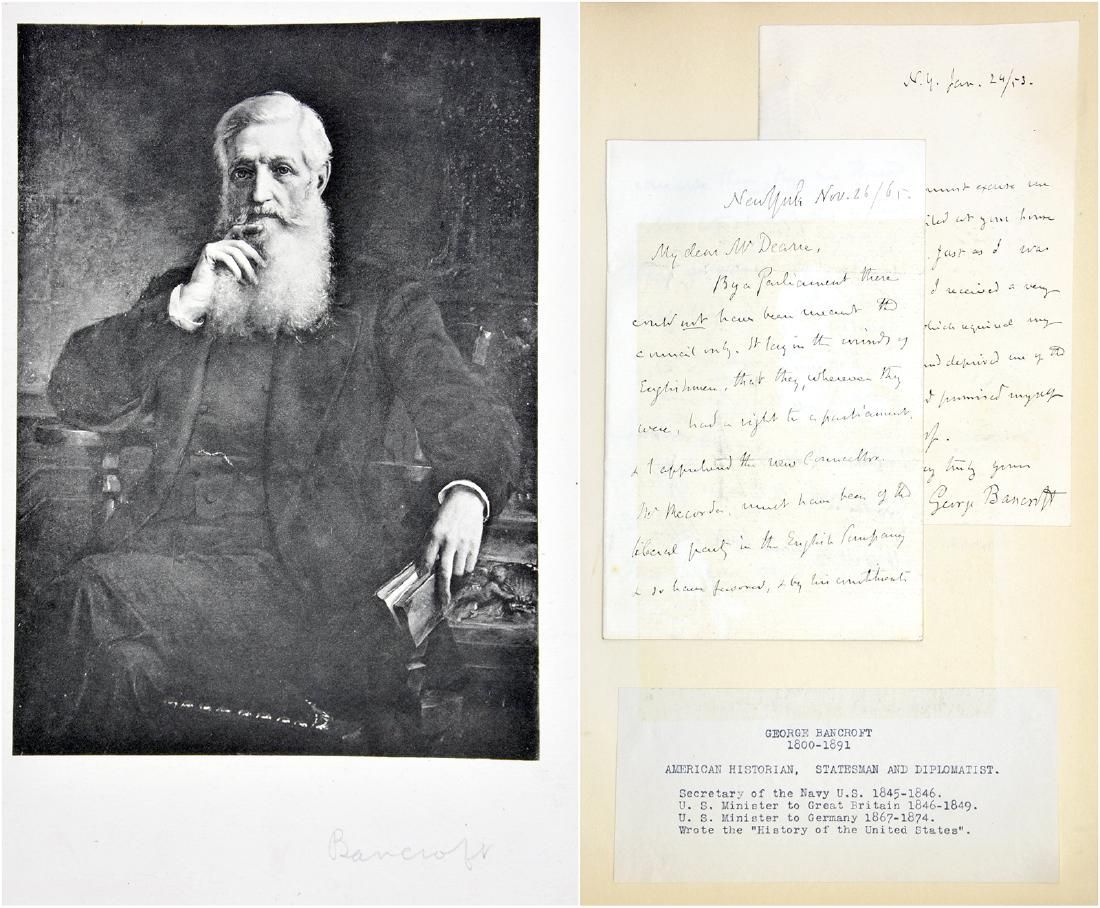 GEORGE BANCROFT TWO HANDWRITTEN LETTERS