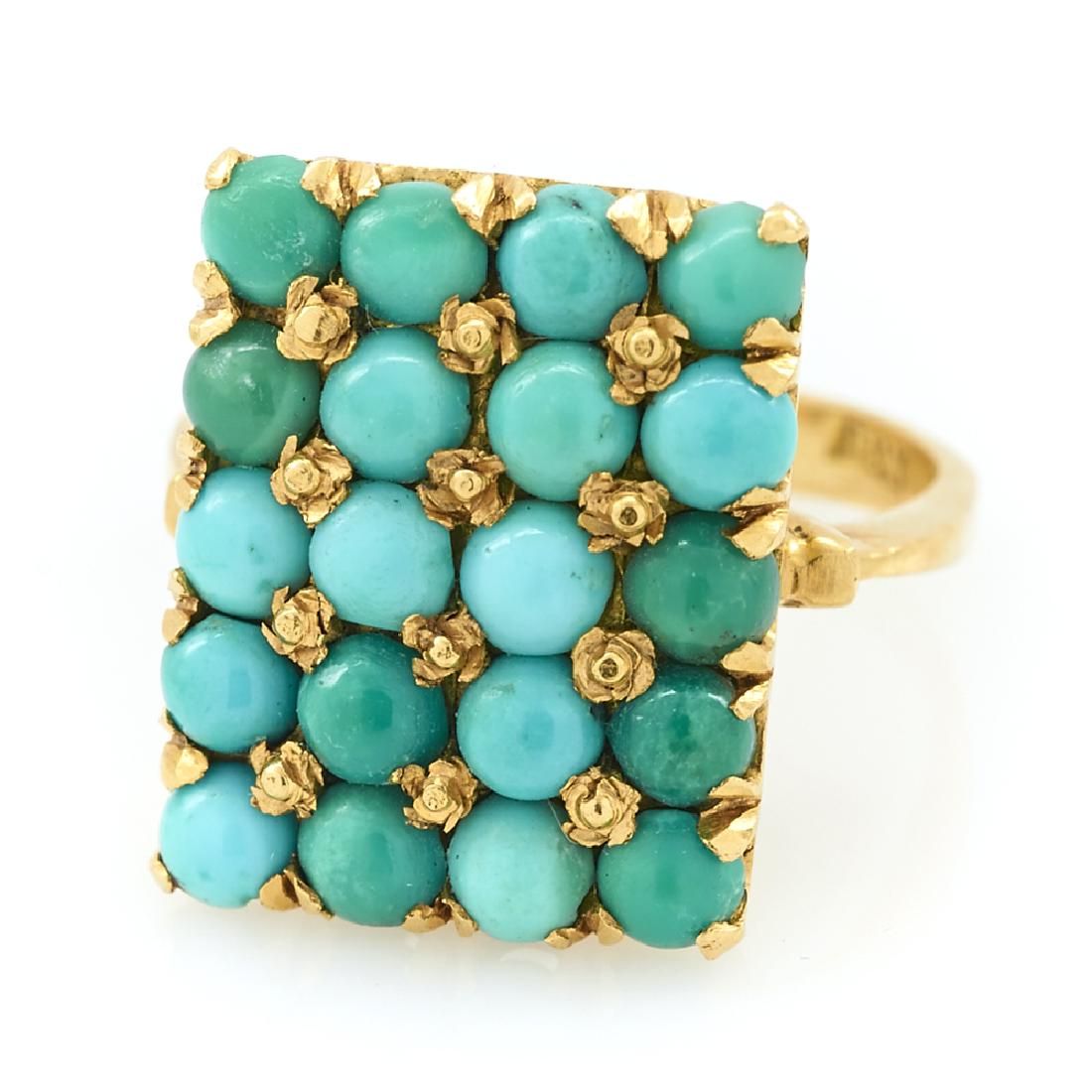 18K GOLD TURQUOISE RING18k Yellow 3d16f8