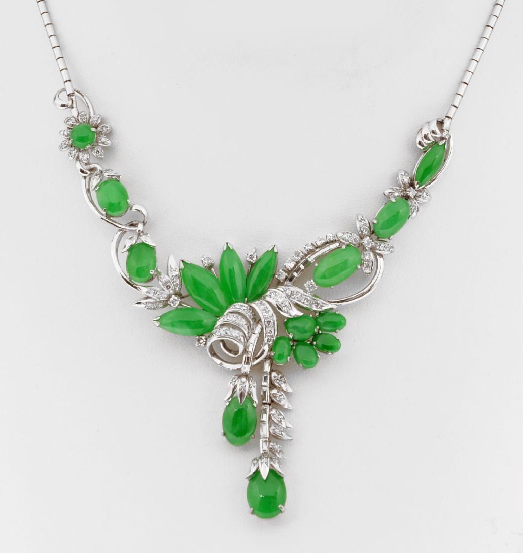 18K GOLD STUNNING JADE AND DIAMOND 3d1705