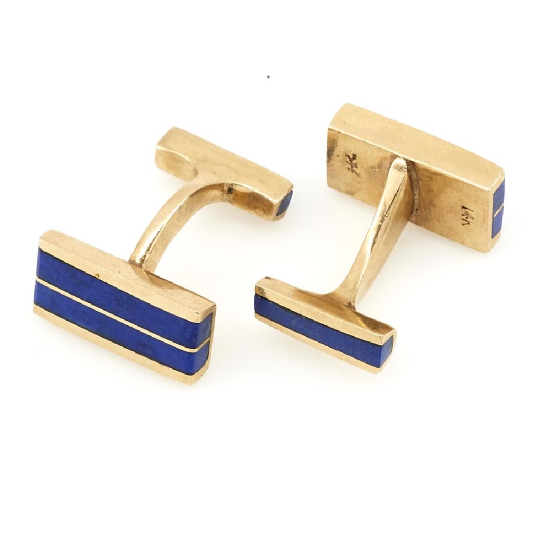 14K GOLD LAPIS CUFFLINKS14k Yellow 3d16fe