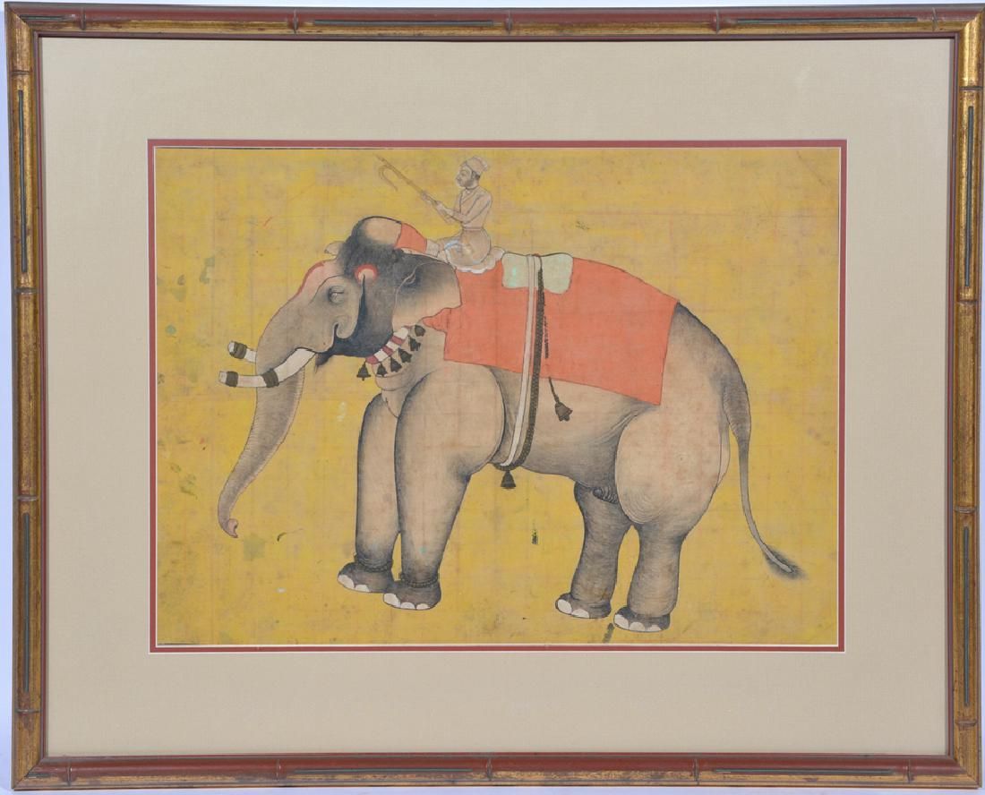 INDIAN ELEPHANT AND HANDLER, WATERCOLORIndian