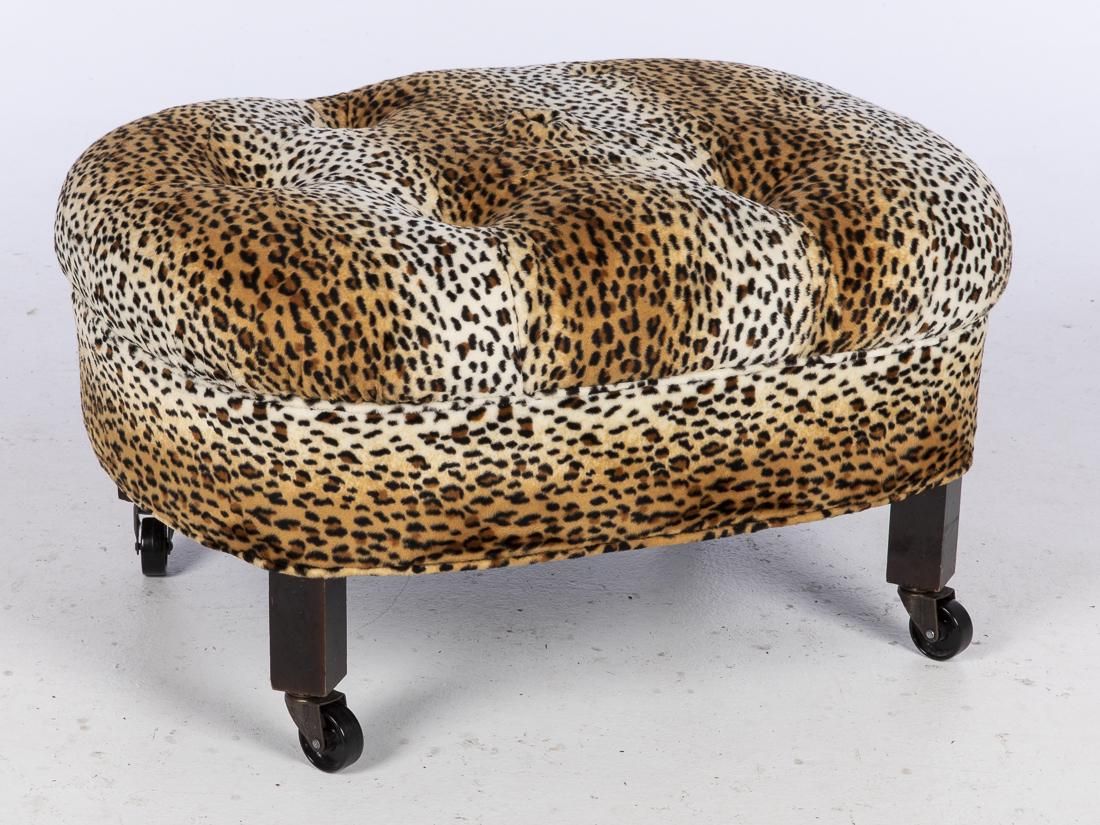 FAUX LEOPARD UPHOLSTERED OVAL STOOLProperty