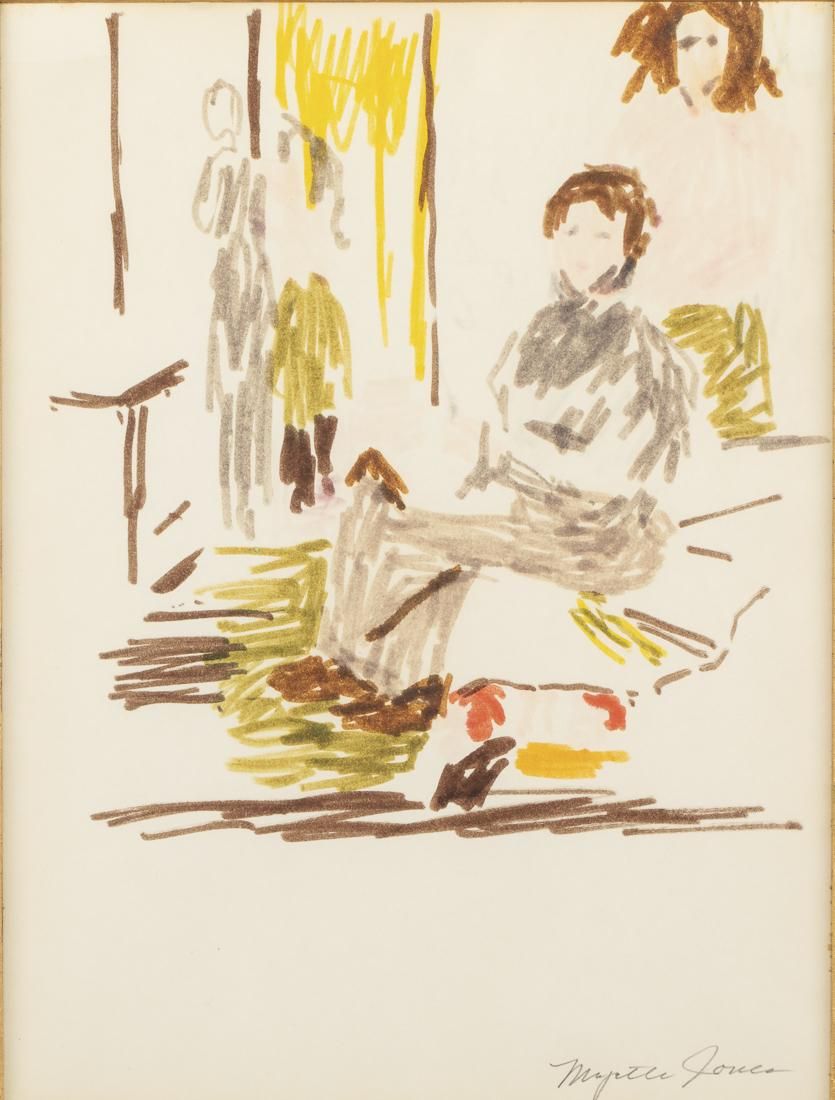 MYRTLE JONES, DRAWING OF A SEATED