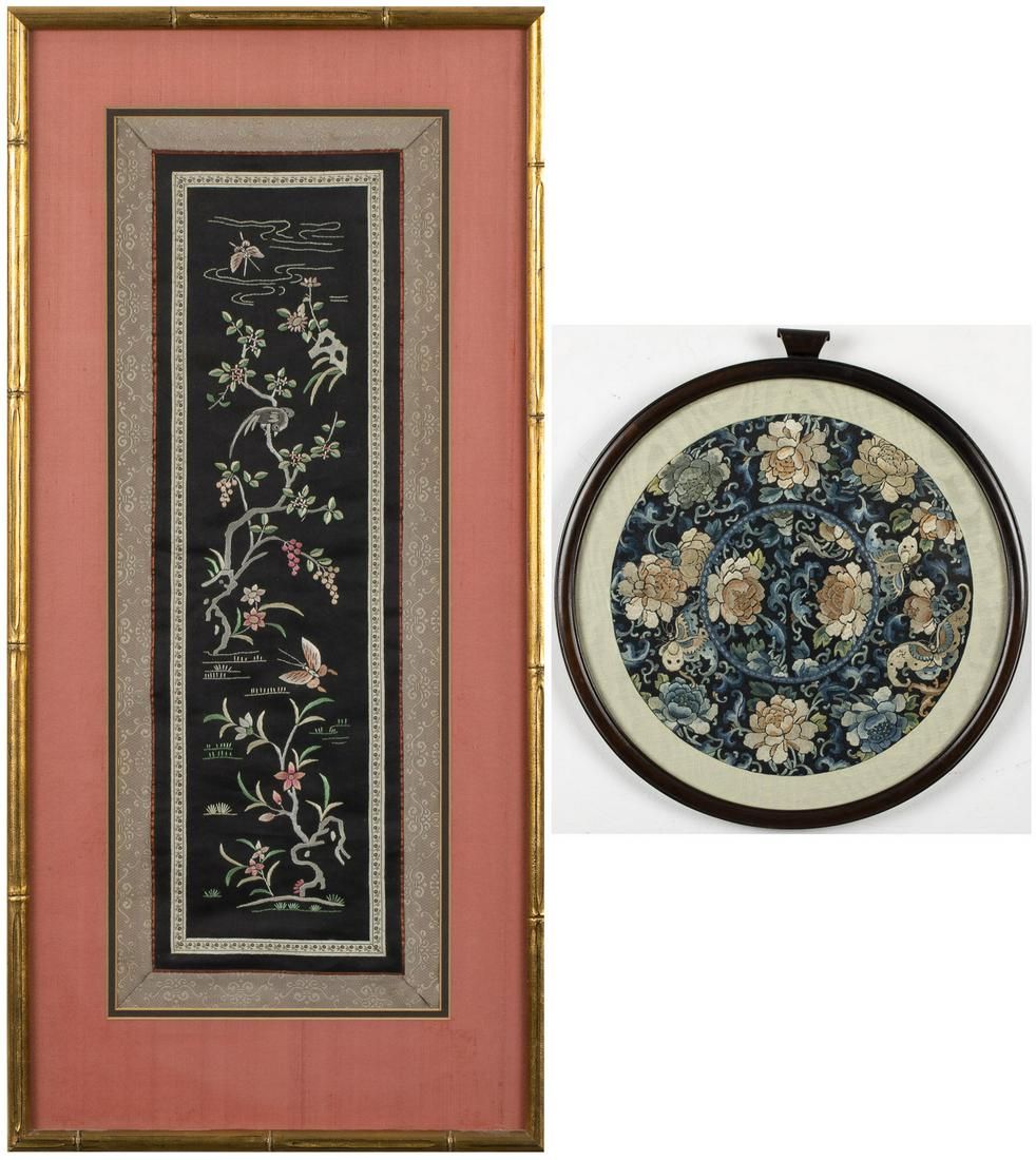 TWO CHINESE FRAMED NEEDLEWORK STwo 3d327a