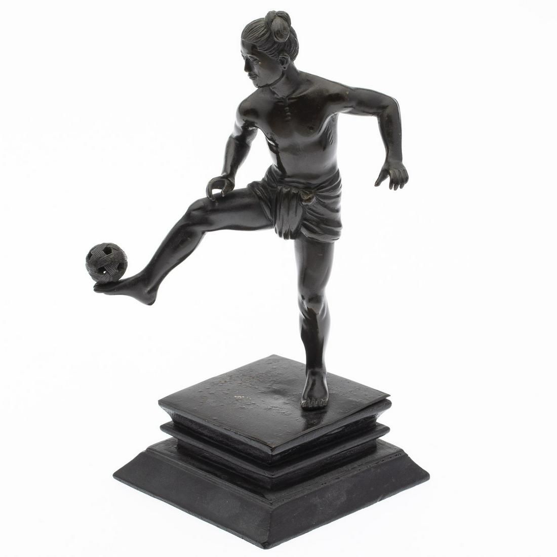 UNSIGNED FIGURE WITH BALL BRONZEUnsigned  3d32c0