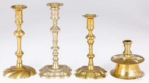 FOUR EARLY CANDLESTICKSFour early candlesticks,