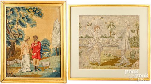 TWO EMBROIDERIES 19TH C Two embroideries  3d3498