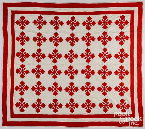 RED AND WHITE PIECED QUILT CA  3d34fa