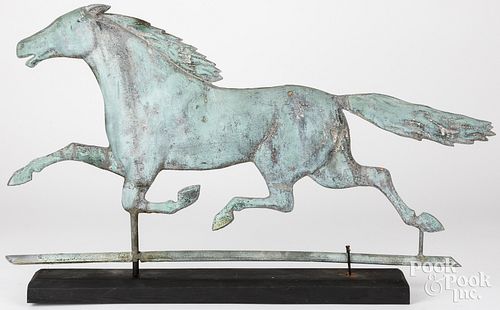 SWELL BODIED COPPER RUNNING HORSE WEATHERVANESwell