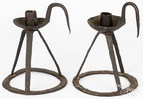 PAIR OF WROUGHT IRON CANDLEHOLDERSPair 3d3531