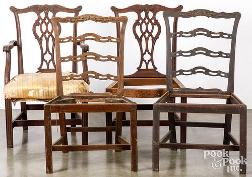 FOUR ENGLISH CHIPPENDALE MAHOGANY 3d35c8