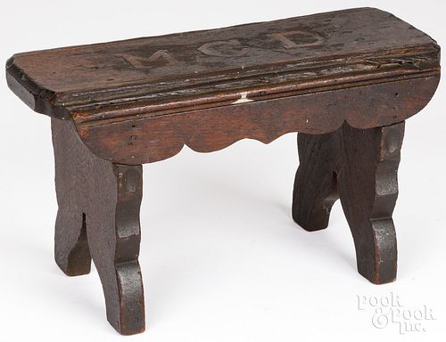 INLAID WALNUT STOOL, EARLY 19TH