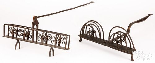 TWO WROUGHT IRON TOASTERS, 19TH
