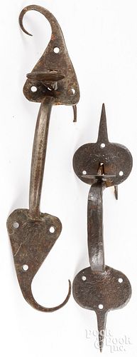 TWO WROUGHT IRON THUMB LATCHES