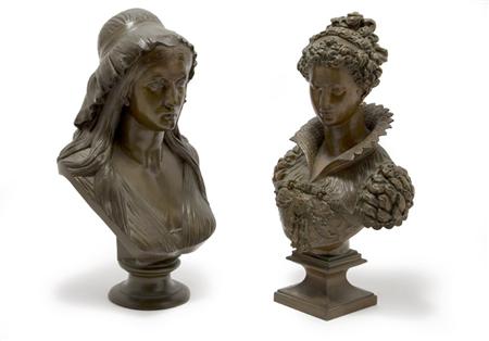 Bronze Bust of a Woman Together with