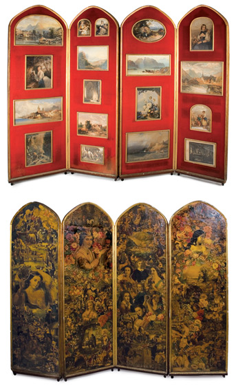 Victorian Style Decoupage Four-Panel