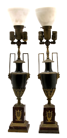 Pair of Empire Style Gilt and Patinated-Metal