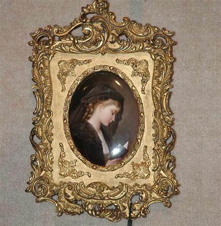 Framed KPM Painted Porcelain Plaque  67edd