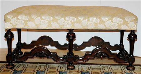 William and Mary Style Walnut Bench  67ee4