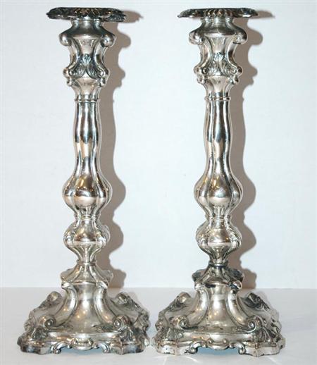 Pair of Continental Silver Candlesticks
	