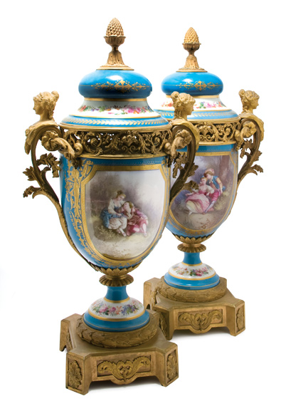 Pair of Sevres Style Gilt-Bronze