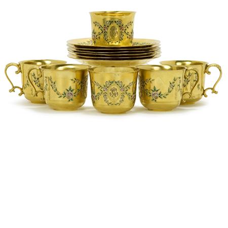 Set of Six Gilt-Metal Cups and