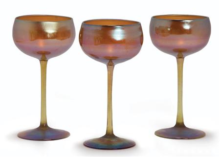 Set of Six Tiffany Favrile Glass