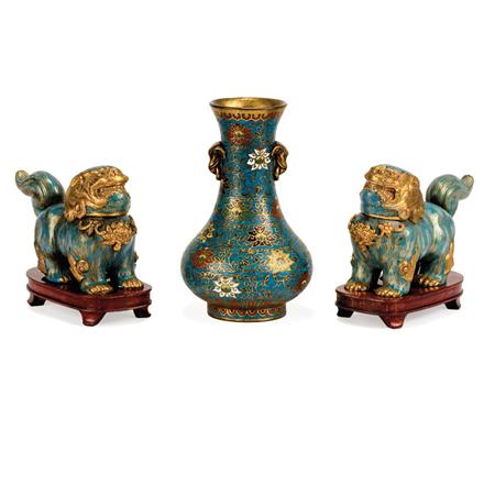 Pair of Chinese Cloisonne Foo Lions 682aa