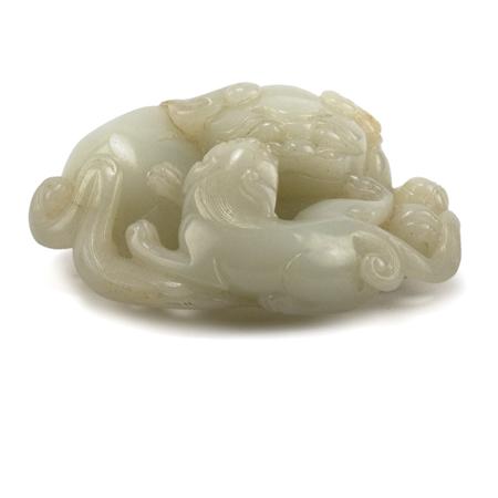 Chinese White Jade Lion and Pup
	
