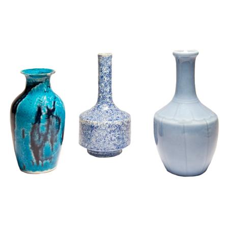 Three Chinese Blue Glazed Porcelain