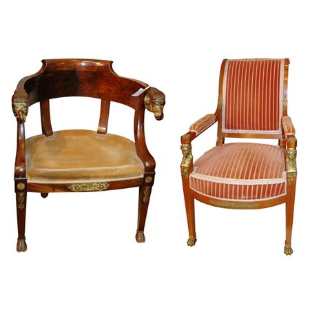 Empire Style Mahogany Chair; Together