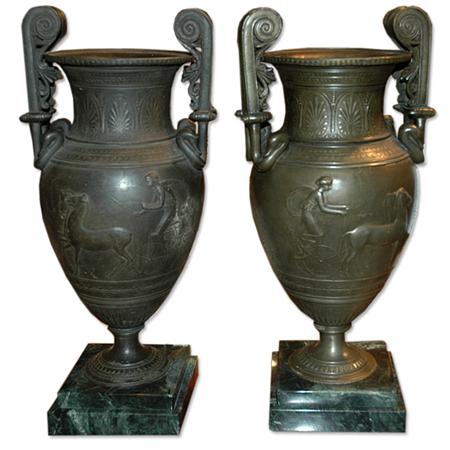 Pair of Neoclassical Style Patinated Metal 683c4