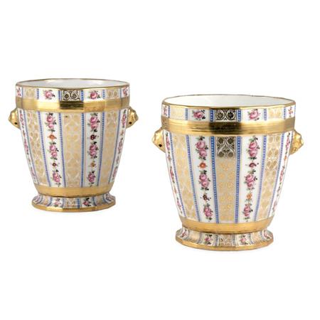 Pair of Sevres Style Gilt and Floral