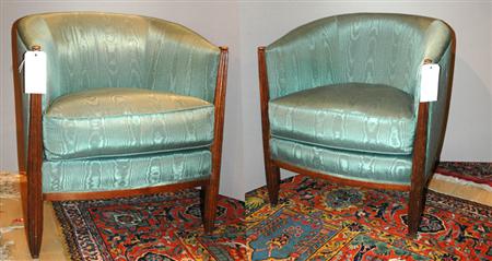 Pair of Art Deco Mahogany Armchairs
	