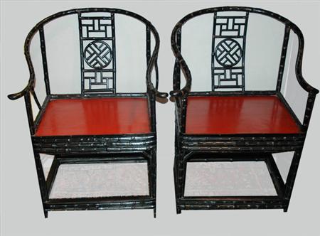 Pair of Chinese Black Painte Horseshoe