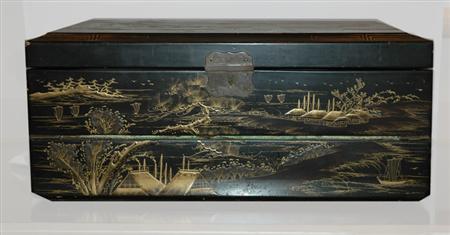 Chinoiserie Decorated Black Lacquered 680d1