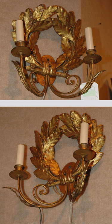 Pair of Wreath Decorated Gilt-Wood