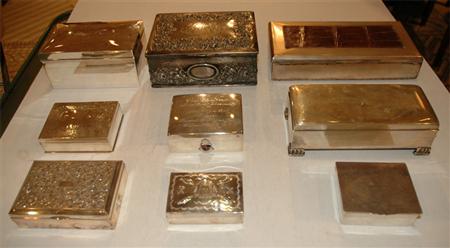 Group of Nine Sterling Silver Humidors