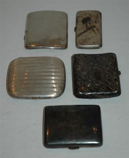 Group of Five Sterling Silver Cigarette