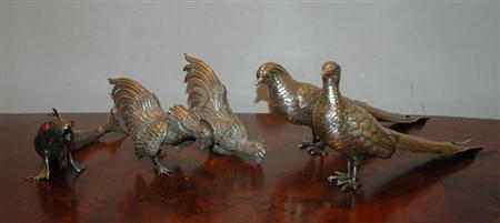 Pair of Continental Silver Pheasants  6814a