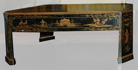 Chinoiserie Decorated Black Painted 6815c