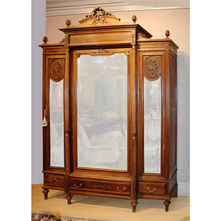 Louis XVI Style Mirrored Door Walnut 68588