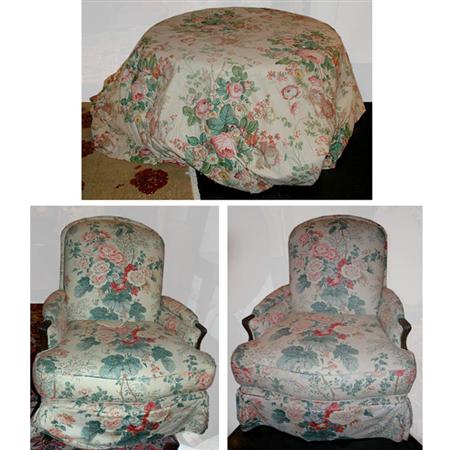 Pair of Louis XV Style Walnut Upholstered